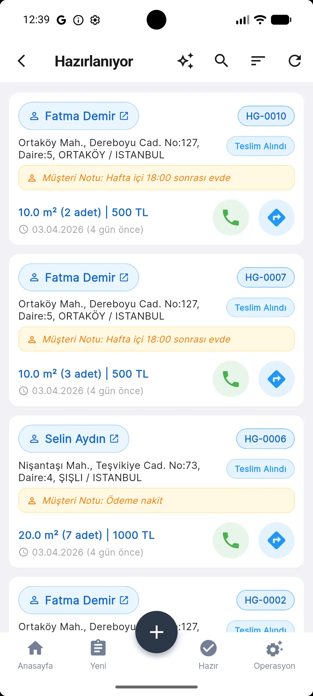 HalıGo Hazırlanan Siparişler